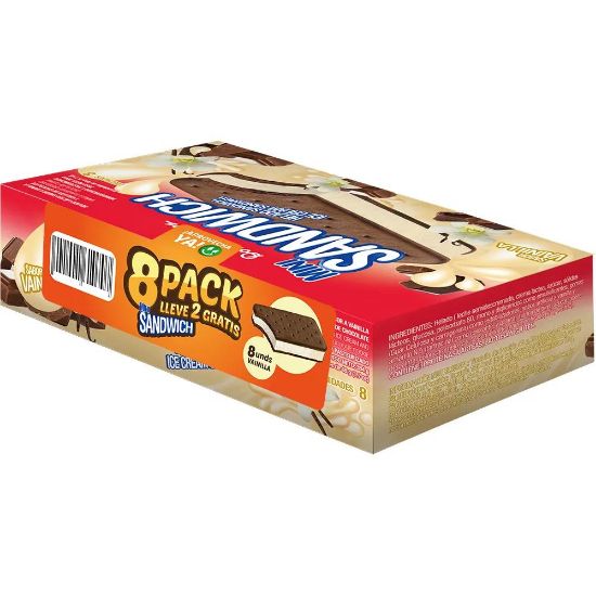 Imagen de 8 Pack Helado Mini Sandwich Vainilla 48g