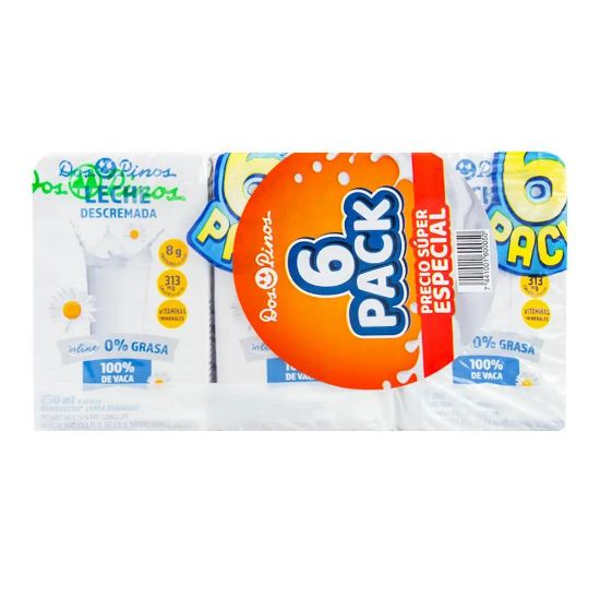 Imagen de 6 Pack Leche UHT Descremada 0% 250ml