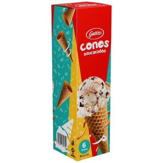 Imagen de Conos Azucarados Gallito 65g -6un