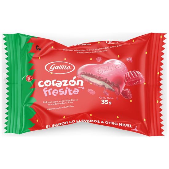 Imagen de Chocolate Corazón Fresita Gallito 35g