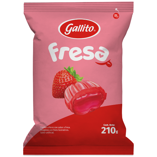 Imagen de Confite Gallito Relleno Fresa 42unds - Bolsa