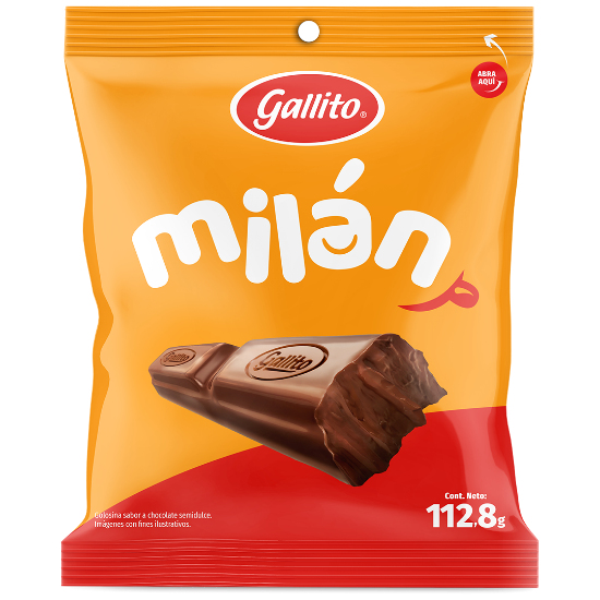 Imagen de Chocolate Gallito Milan 12unds - 128g
